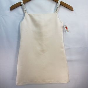 Us Angels Simple Ivory Satin A-line wit Crystals 6